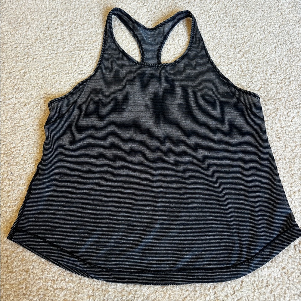 Lululemon Women's Striped Racerback Tank Top — Black & Gray - Estimated Size 10